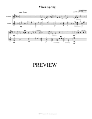Book cover for Våren (Spring) for clarinet and guitar
