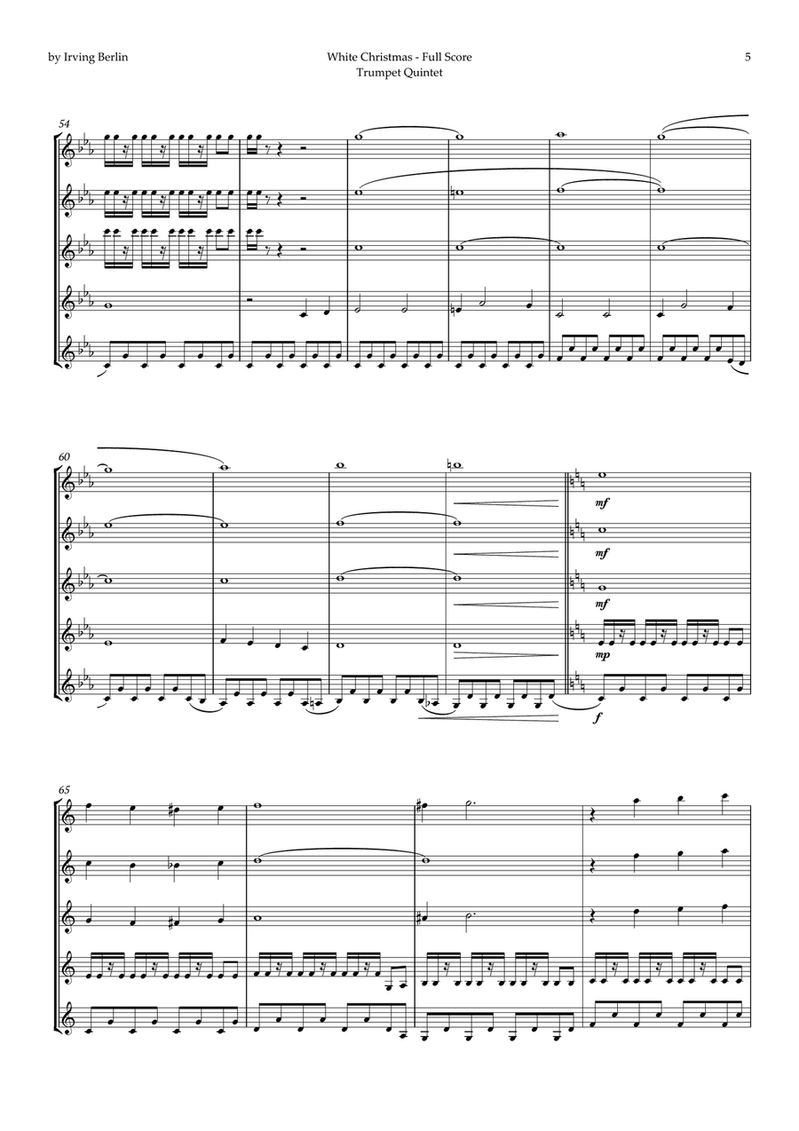 White Christmas Brass Quintet scores gallery preview page 5