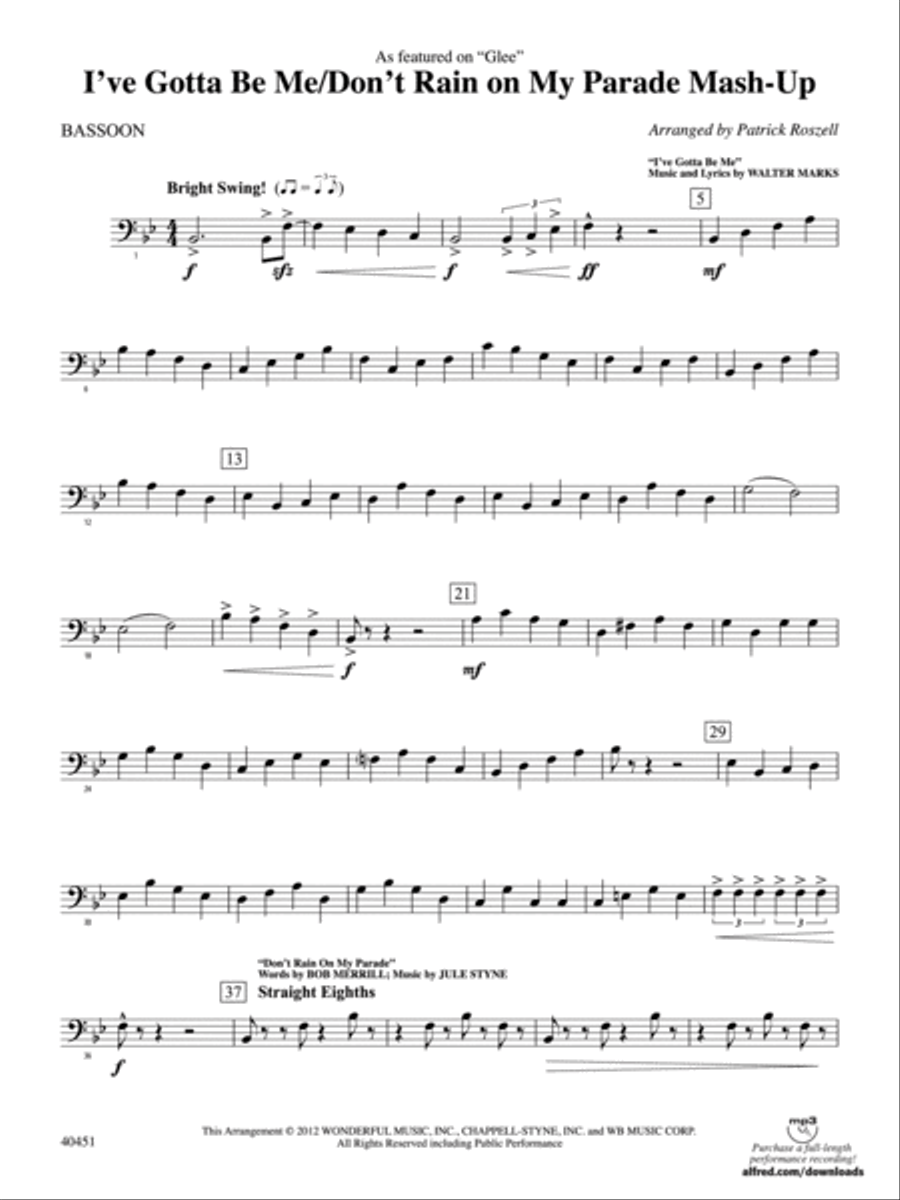I’ve Gotta Be Me / Don’t Rain on My Parade Mash-Up: Bassoon Full Orchestra scores gallery preview page 1
