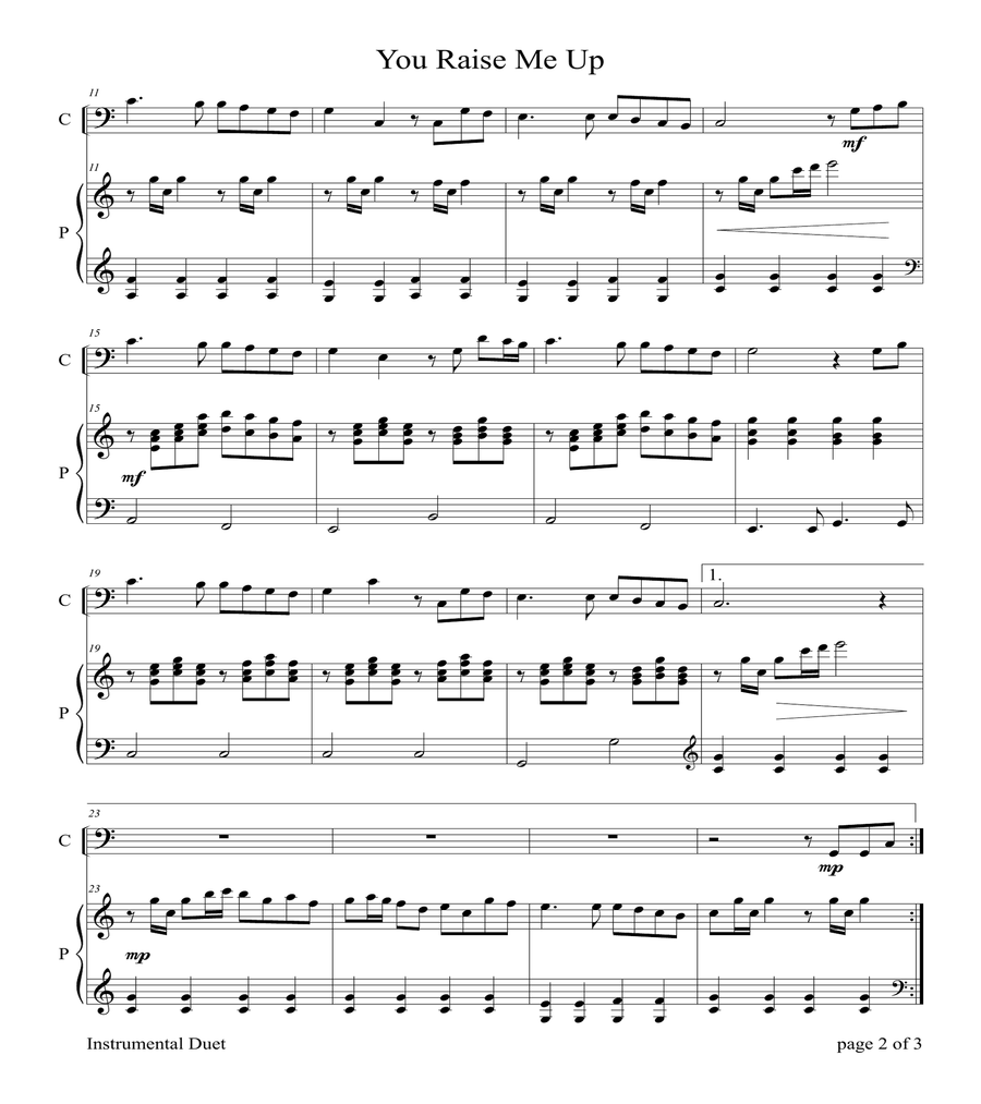 You Raise Me Up Piano scores gallery preview page 3
