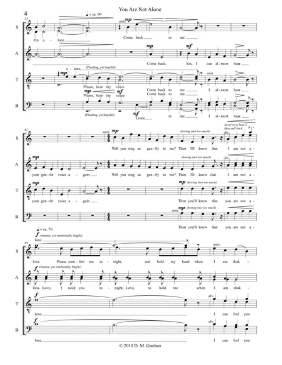 You Are Not Alone (SATB divisi) Divisi scores gallery preview page 5