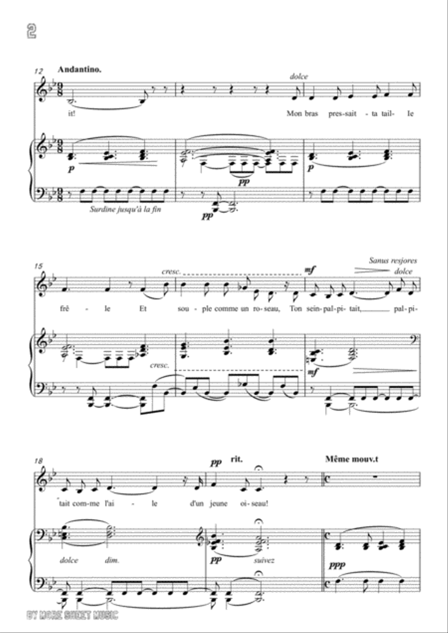 Lalo-Souvenir in B flat Major,for Voice and Piano Voice Solo scores gallery preview page 4