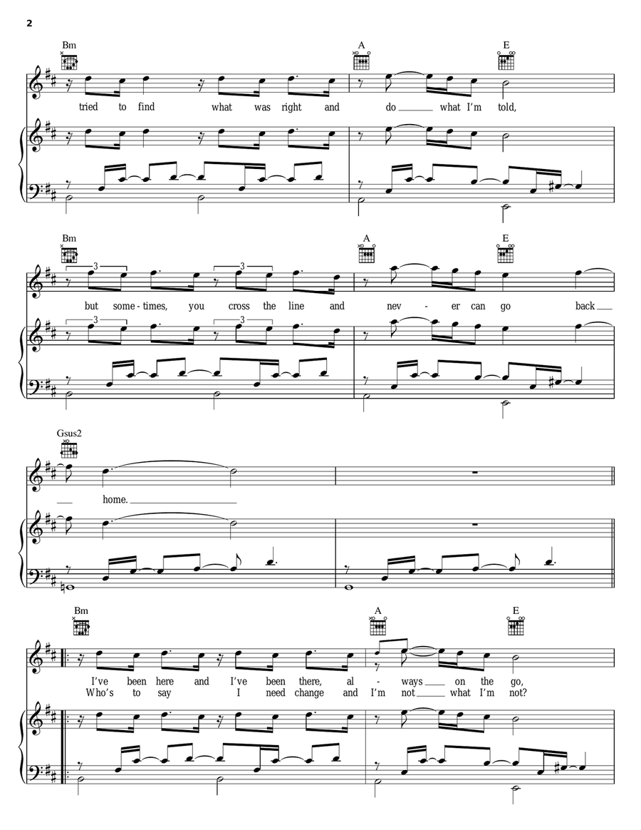 I Wanna Be Free Piano, Vocal, Guitar scores gallery preview page 2