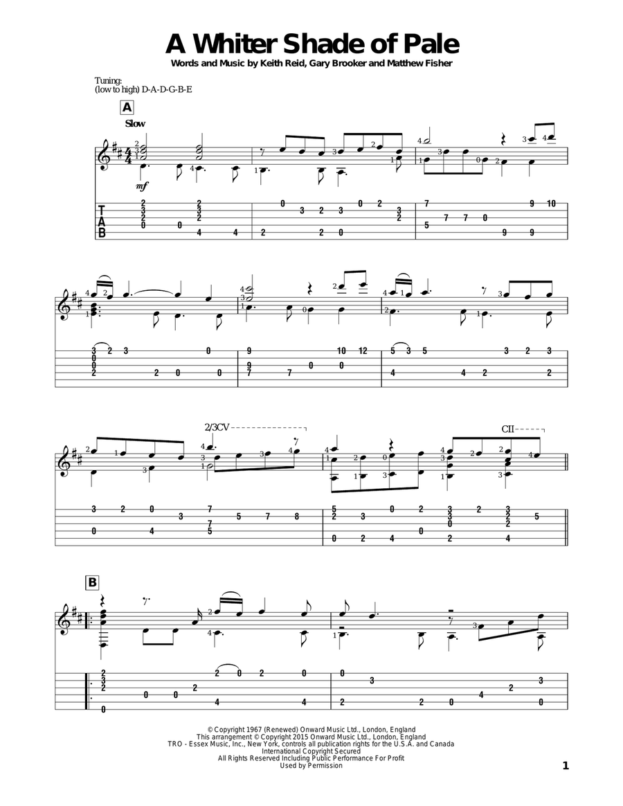 A Whiter Shade Of Pale A Whiter Shade Of Pale Acoustic Guitar scores gallery preview page 1