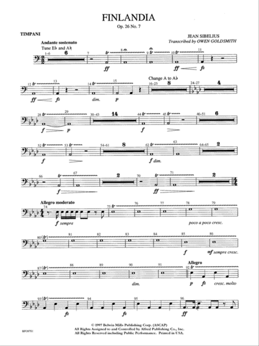 Finlandia: Timpani Full Orchestra scores gallery preview page 1