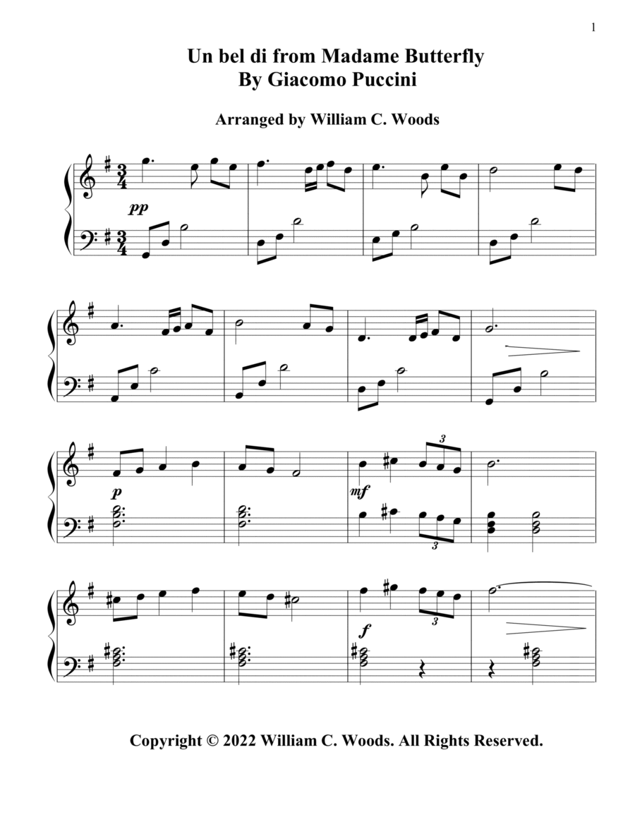 Un bel di Un bel di Piano Method scores gallery preview page 1