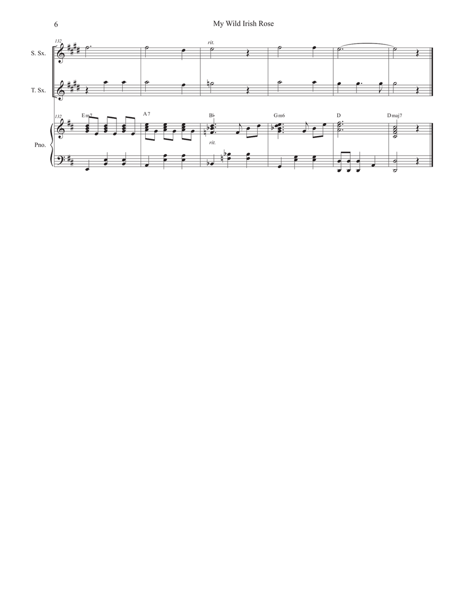 My Wild Irish Rose (Duet for Soprano and Tenor Saxophone) Woodwind Duet scores gallery preview page 6