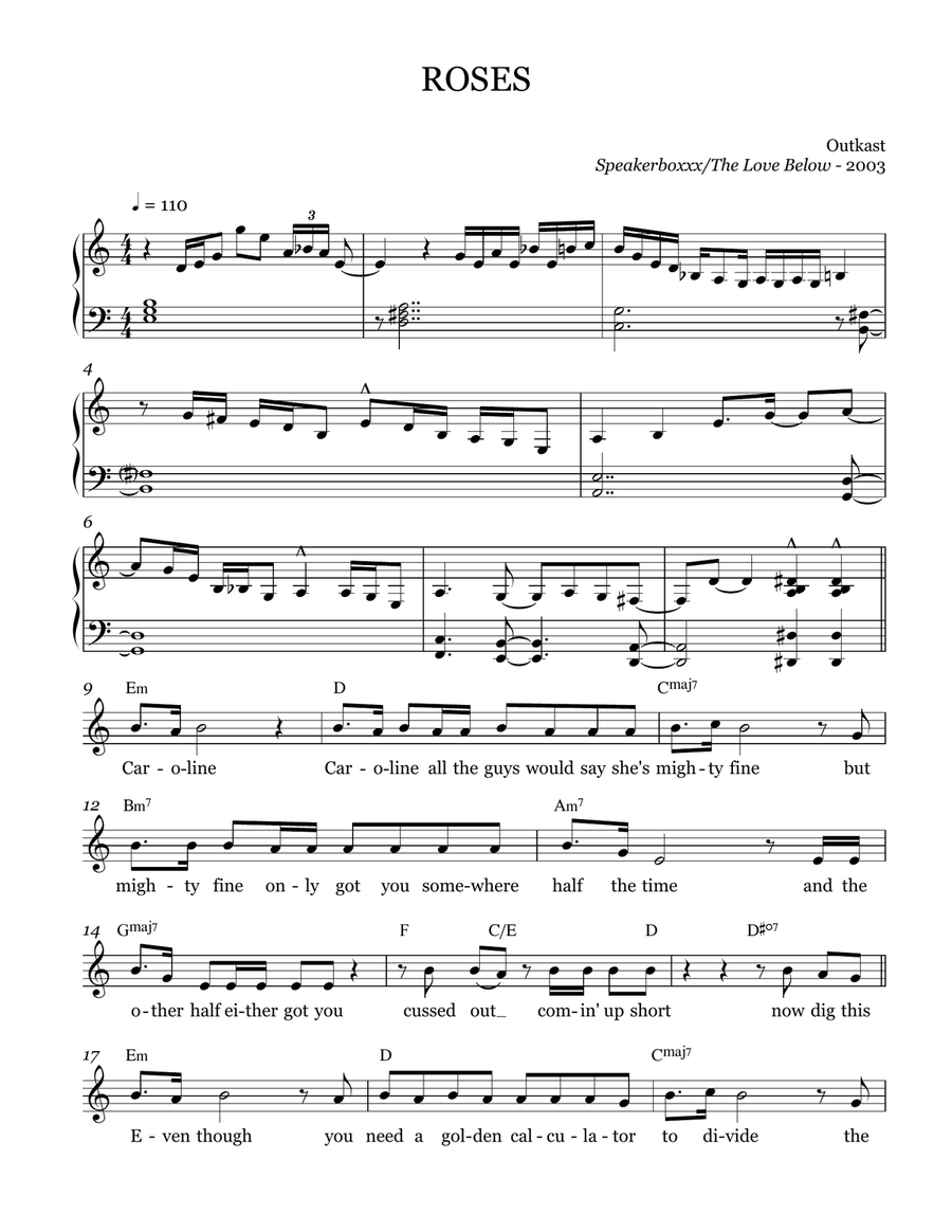Roses Piano, Vocal scores gallery preview page 1