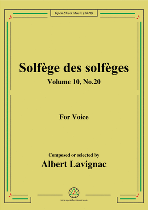 Book cover for Lavignac-Solfège des solfèges,Volume 10,No.20,for Voice