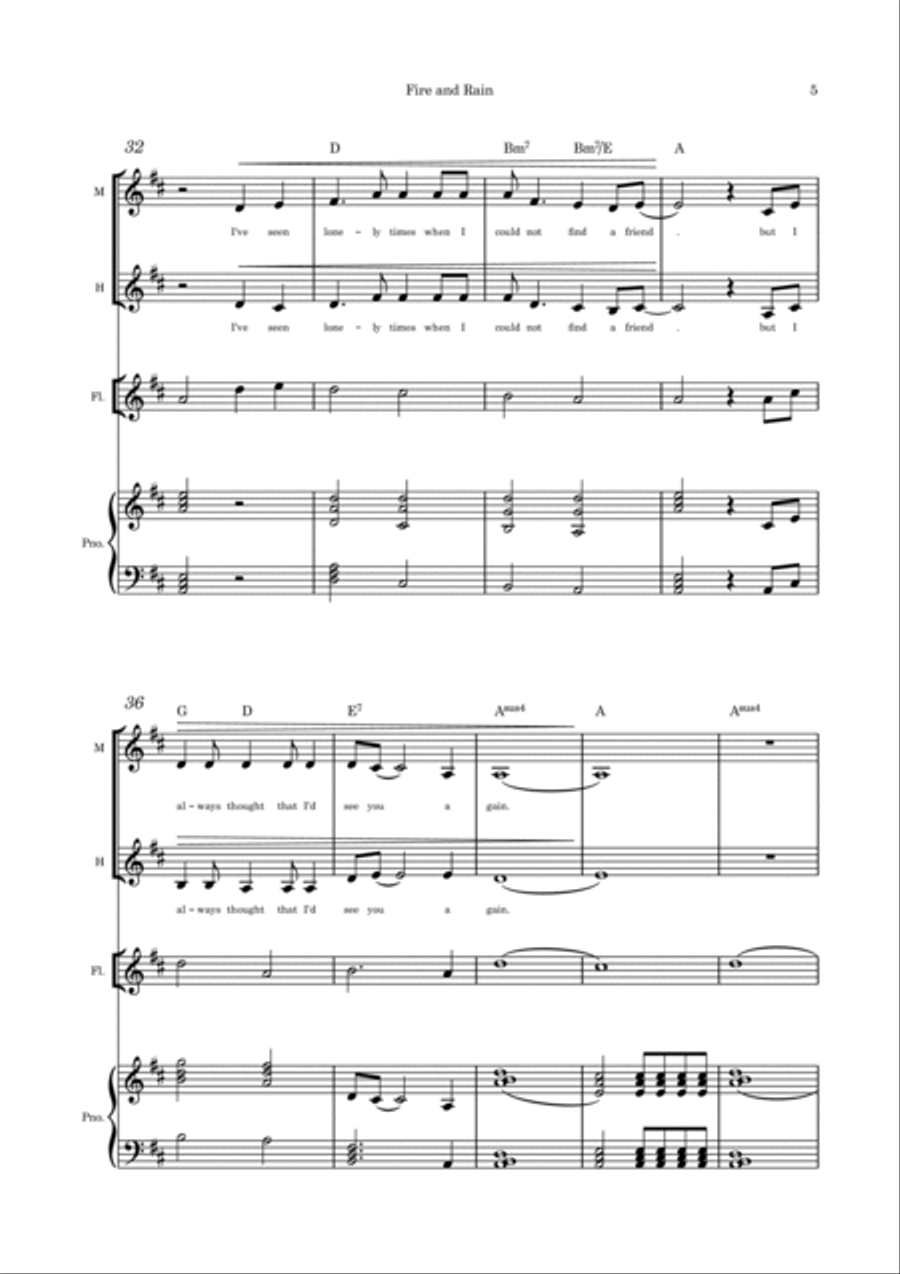 Fire And Rain Alto Voice scores gallery preview page 5