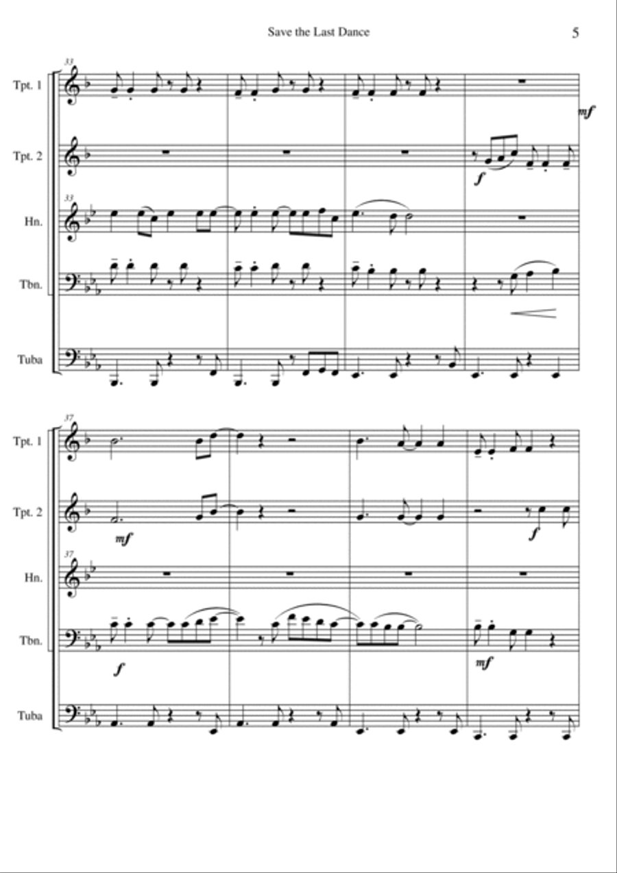 Save The Last Dance For Me Brass Quintet scores gallery preview page 6