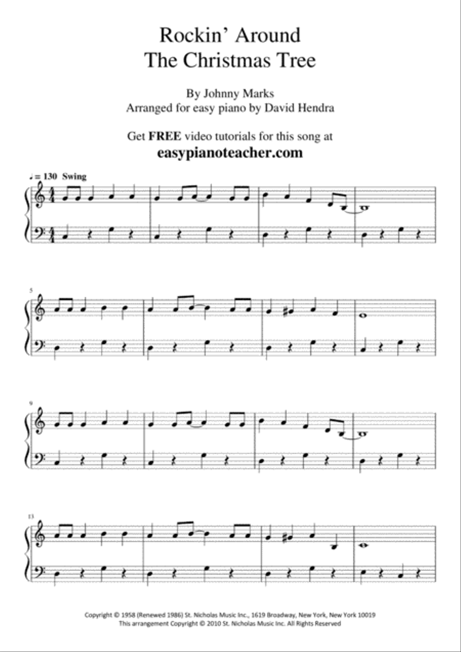 Rockin' Around The Christmas Tree Easy Piano scores gallery preview page 2