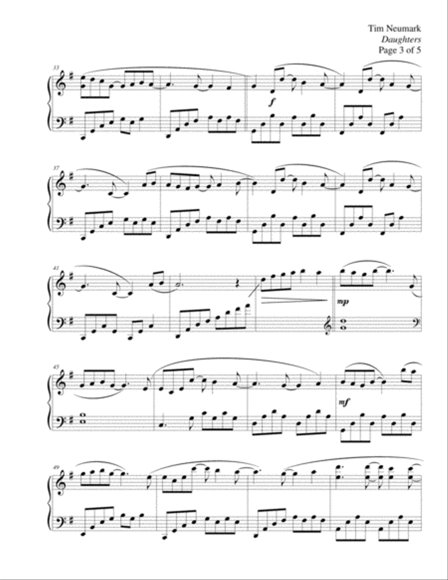 Daughters Piano Solo scores gallery preview page 3