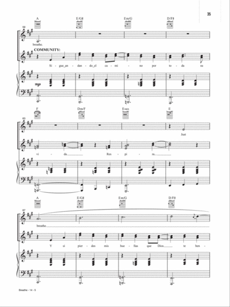 Breathe (Music from the Original Motion Picture Soundtrack, In The Heights) Piano, Vocal, Guitar scores gallery preview page 5