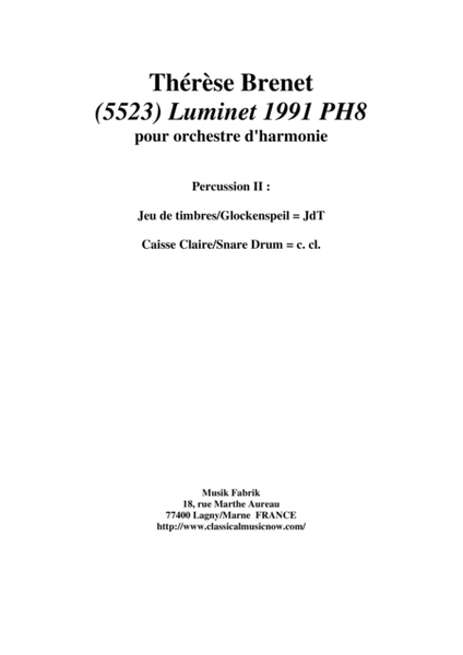 Thérèse Brenet: (5523) Luminet 1991 PH8 for concert band, percussion 2