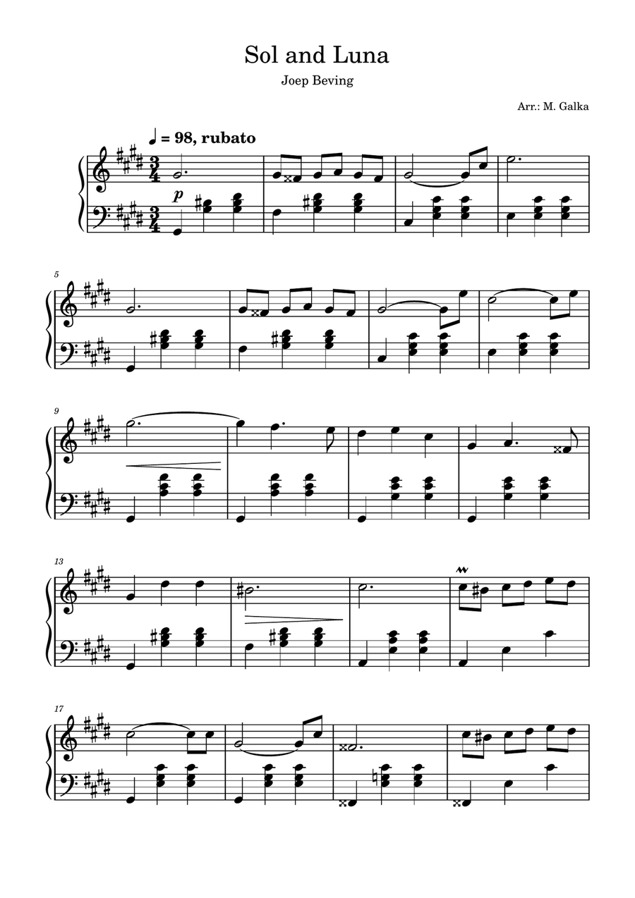 Sol And Luna Piano Solo scores gallery preview page 1
