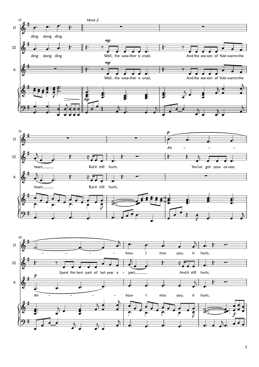 Christmas Time (don't Let The Bells End) SSA scores gallery preview page 3