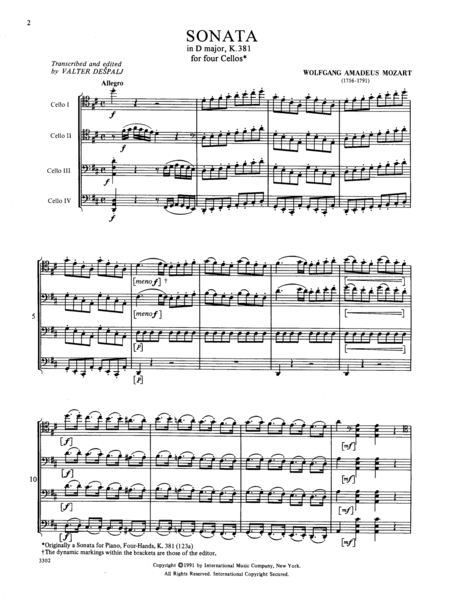 Sonata In D Major, K. 381