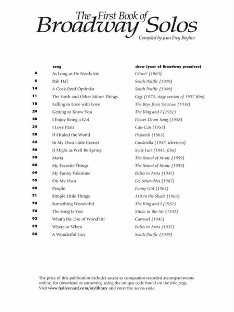 First Book of Broadway Solos Mezzo-Soprano Voice scores gallery preview page 2