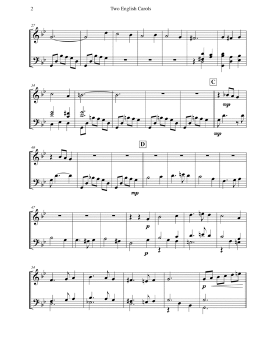 Two English Carols (Coventry Carol; What Child Is This?) - Marimba & Vibraphone Duet Marimba scores gallery preview page 2