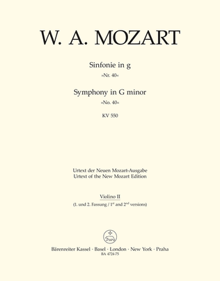 Book cover for Symphony, No. 40 g minor, KV 550