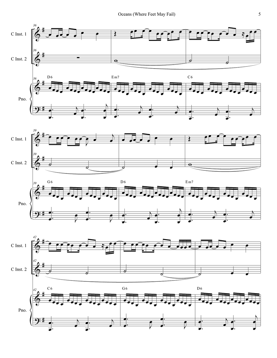 Oceans (Where Feet May Fail) Flute scores gallery preview page 5