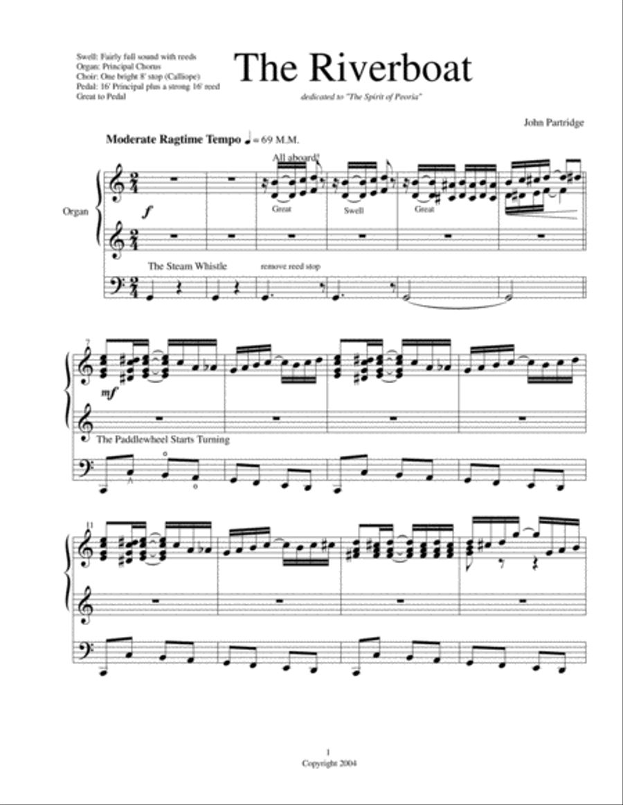 The Riverboat - a ragtime composition for organ