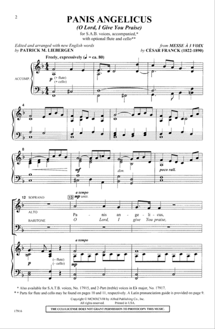 Panis Angelicus 3-Part scores gallery preview page 2