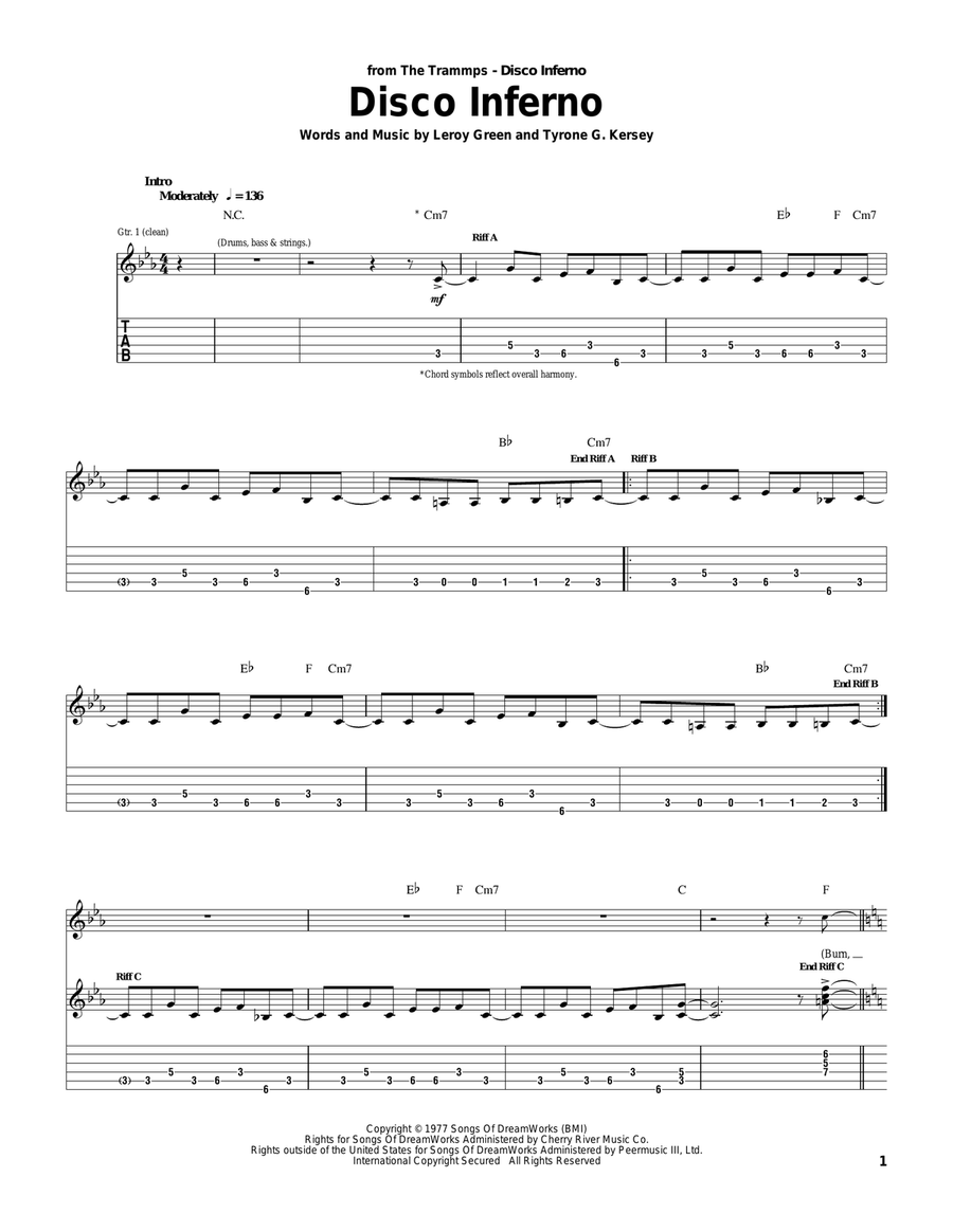 Disco Inferno Acoustic Guitar scores gallery preview page 1