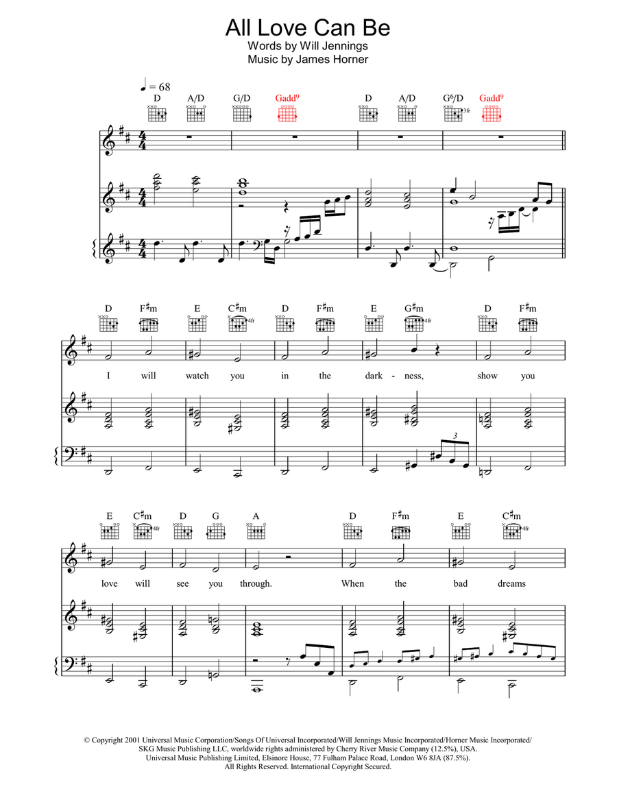 All Love Can Be All Love Can Be Piano, Vocal, Guitar scores gallery preview page 1