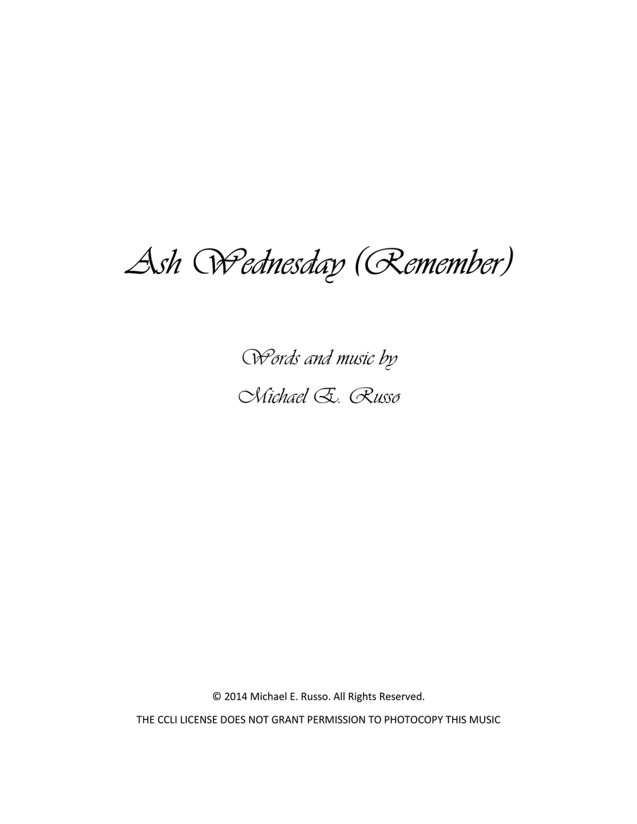 Ash Wednesday (Remember)