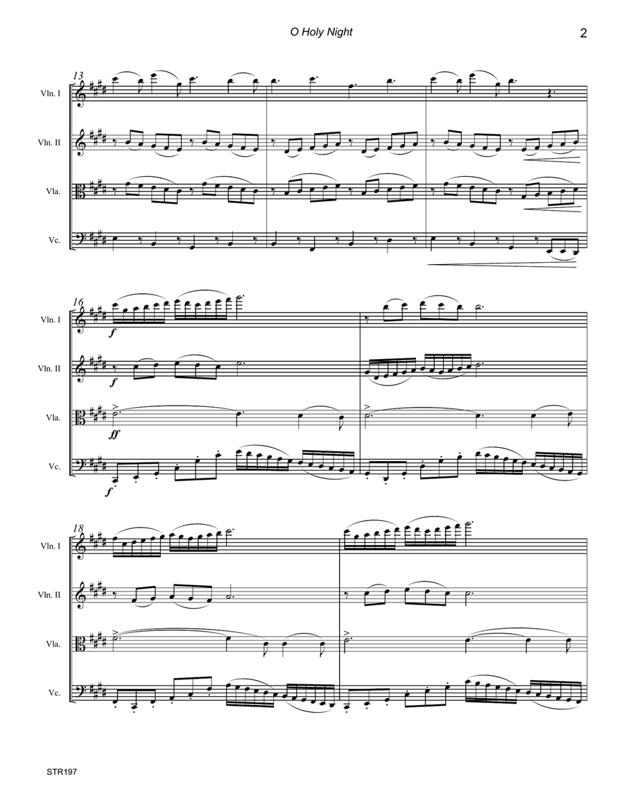 O HOLY NIGHT - unaccompanied STRING QUARTET A Cappella scores gallery preview page 2
