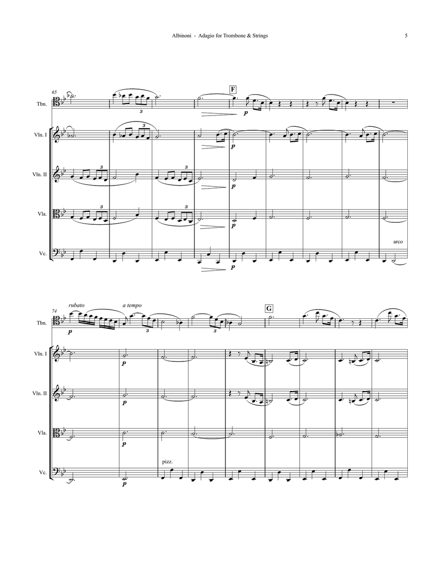 Adagio for Trombone and Strings Large Ensemble scores gallery preview page 5