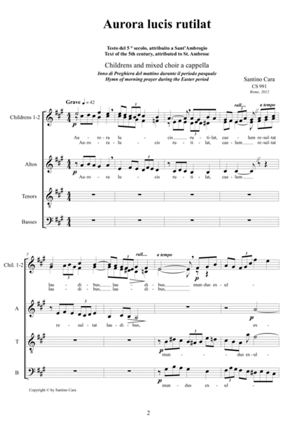 Aurora lucis rutilat - Easter hymn for children and mixed choir image number null