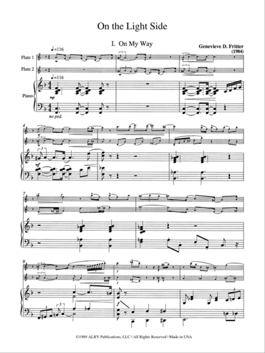 On the Light Side for Two Flutes and Piano Flute Duet scores gallery preview page 2