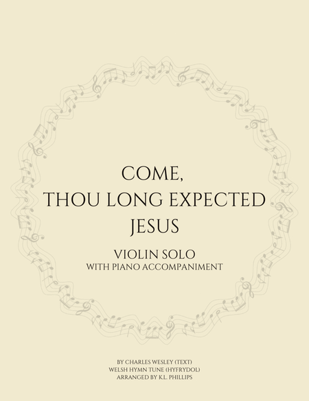 Come, Thou Long Expected Jesus - Violin Solo with Piano Accompaniment image number null