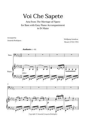 Voi Che Sapete from "The Marriage of Figaro" - Easy Bass and Piano Aria Duet in Db Major