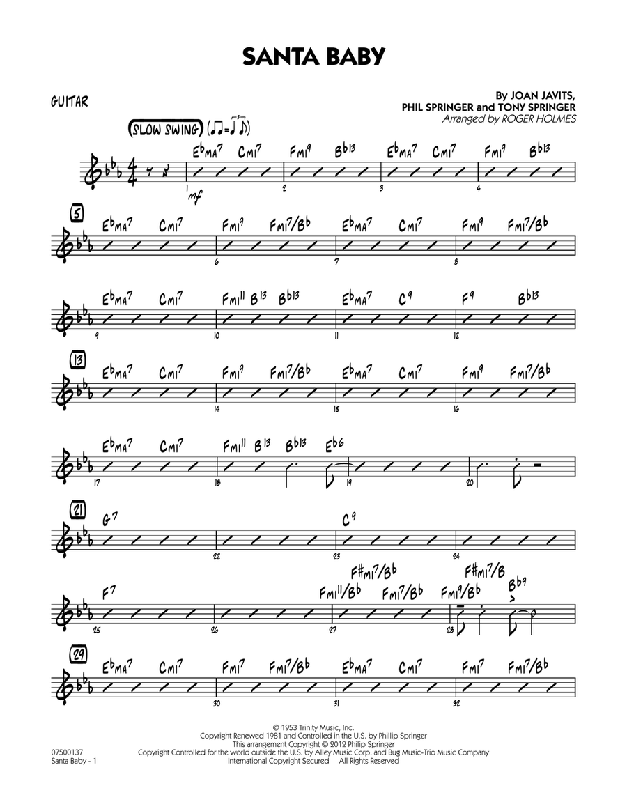 Santa Baby - Guitar Santa Baby - Guitar Jazz Ensemble scores gallery preview page 1