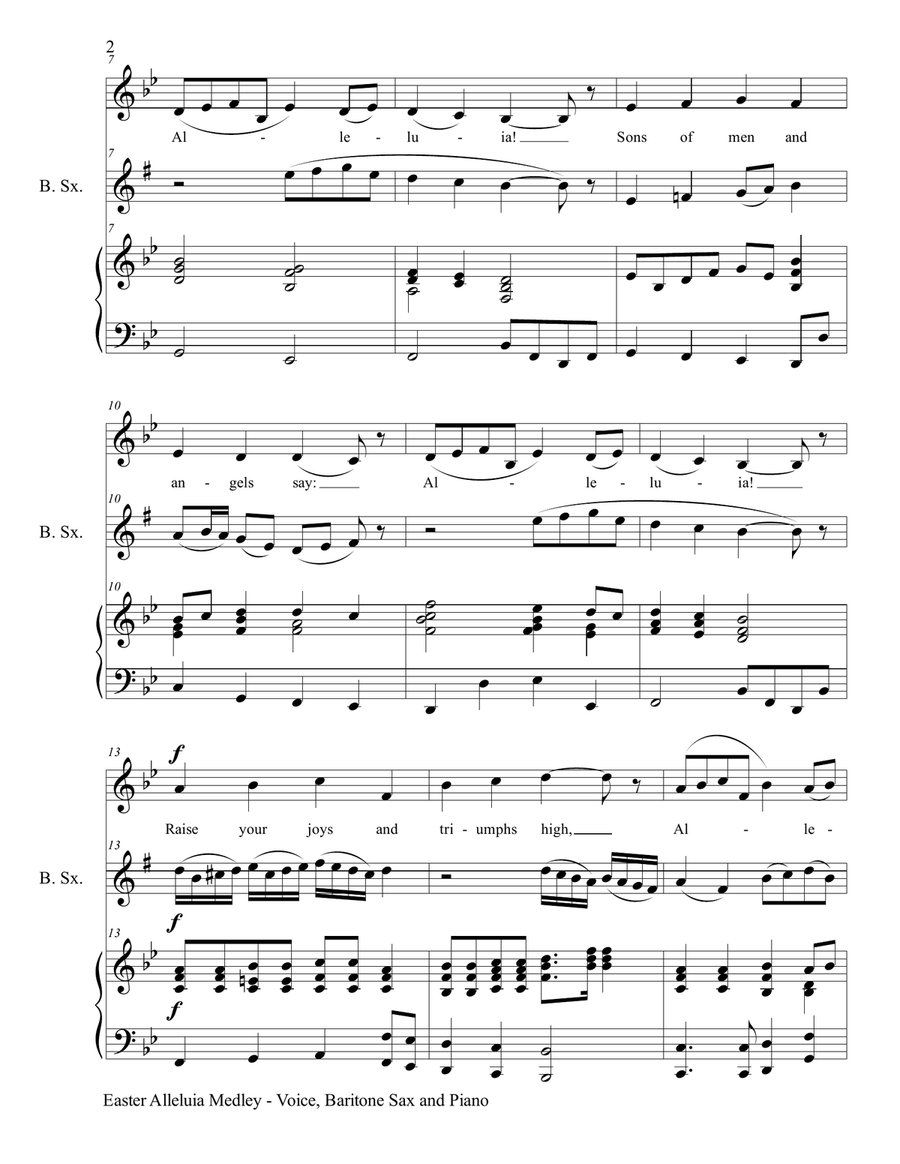 3 GREAT EASTER HYMNS (Voice, Baritone Sax & Piano with Score/Parts) Small Ensemble scores gallery preview page 3