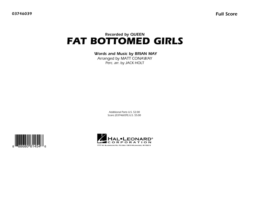 Fat Bottomed Girls - Conductor Score (Full Score) Marching Band scores gallery preview page 1