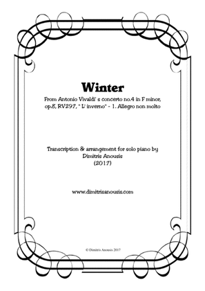 Book cover for Vivaldi's "Winter" for solo piano