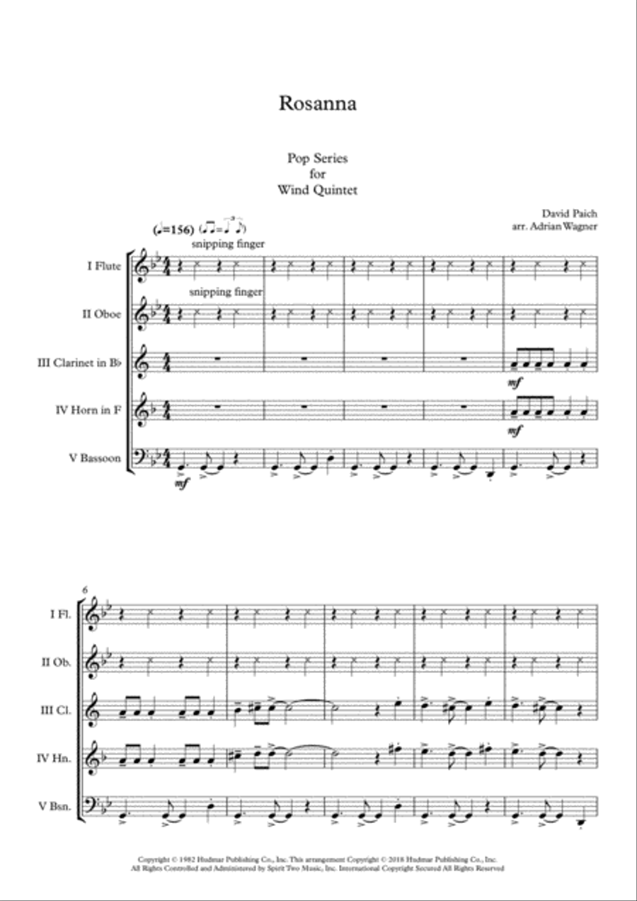 Rosanna Rosanna Woodwind Quintet scores gallery preview page 3