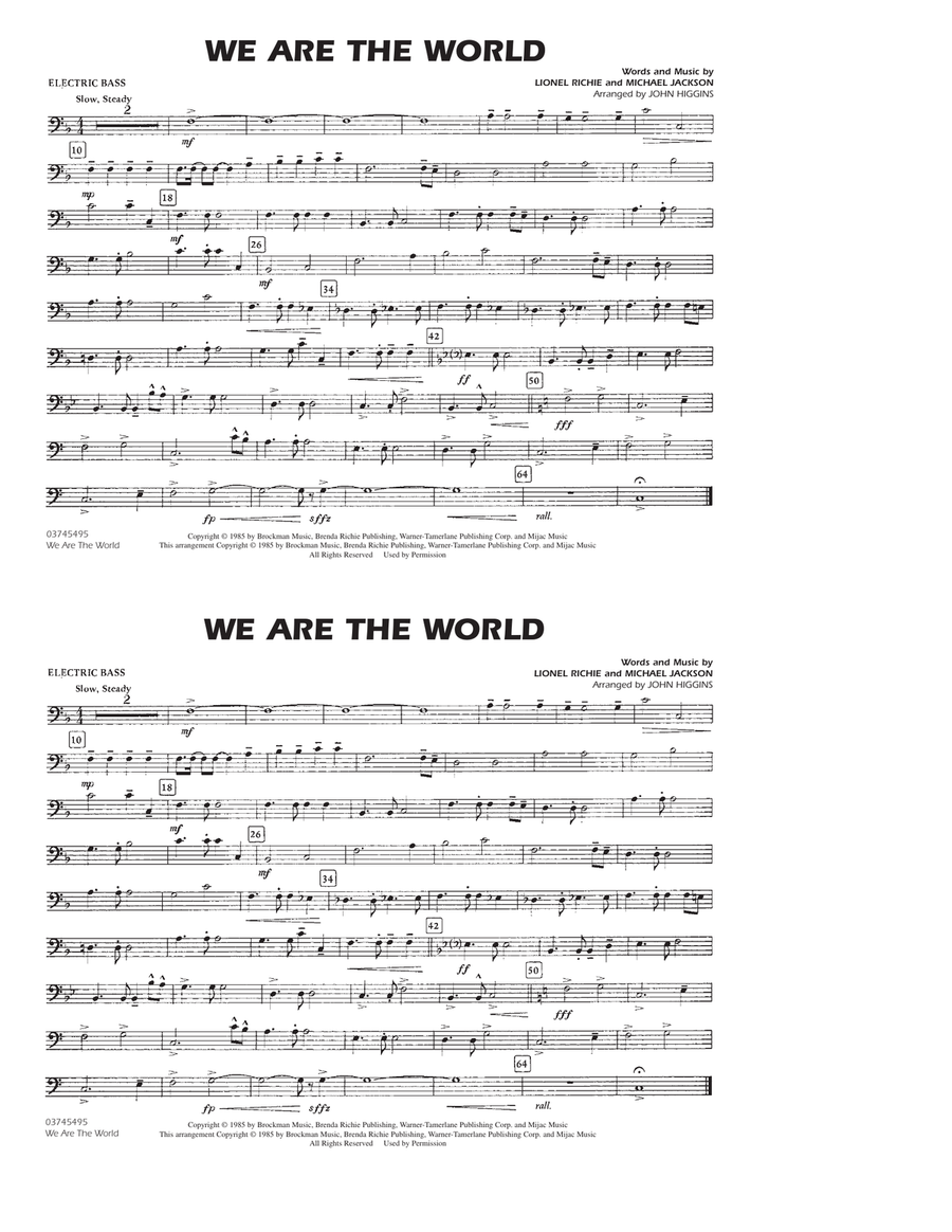 We Are The World - Electric Bass Marching Band scores gallery preview page 1