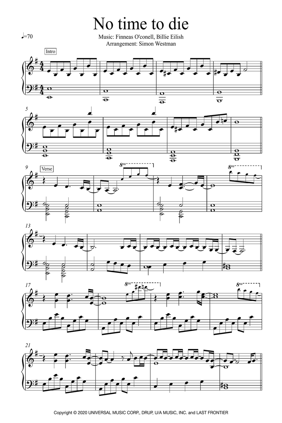 No Time To Die No Time To Die Piano Solo scores gallery preview page 1