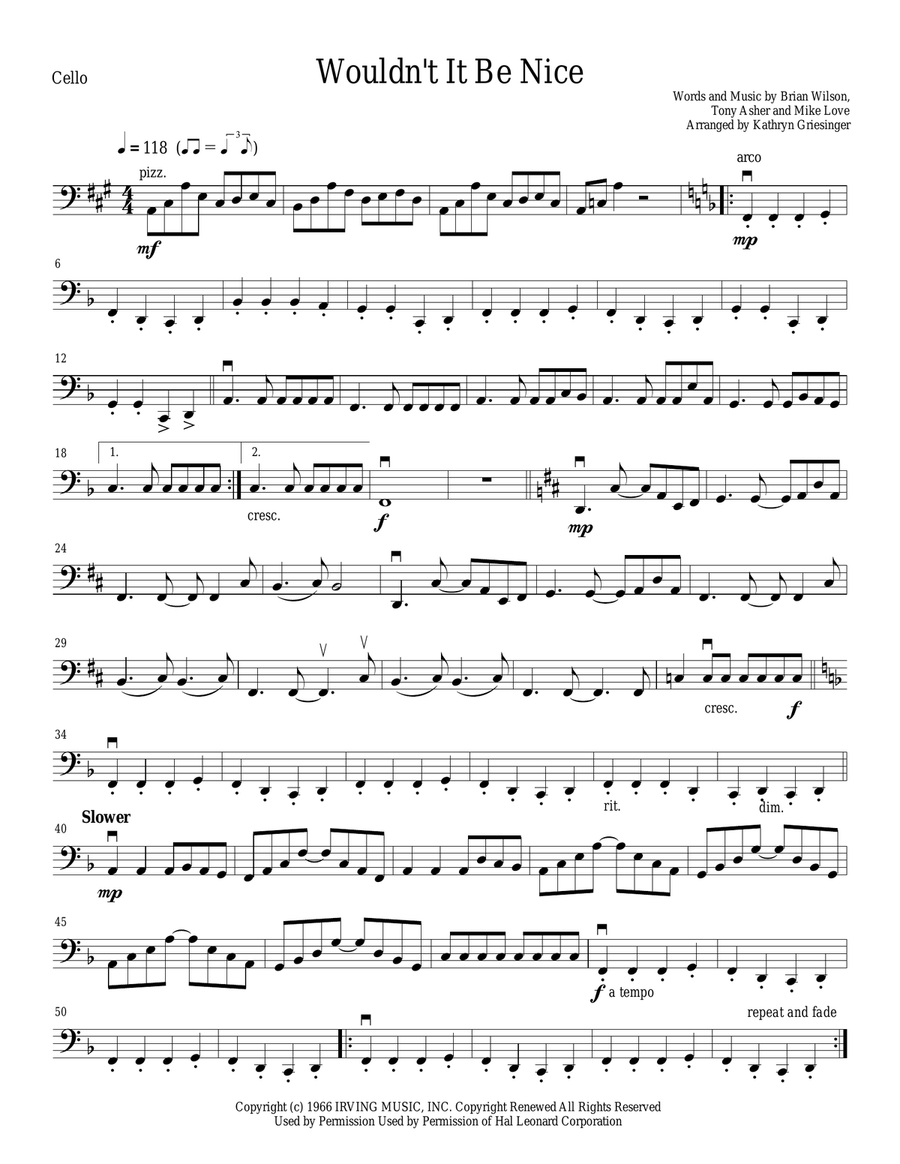 Wouldn't It Be Nice String Quartet scores gallery preview page 5
