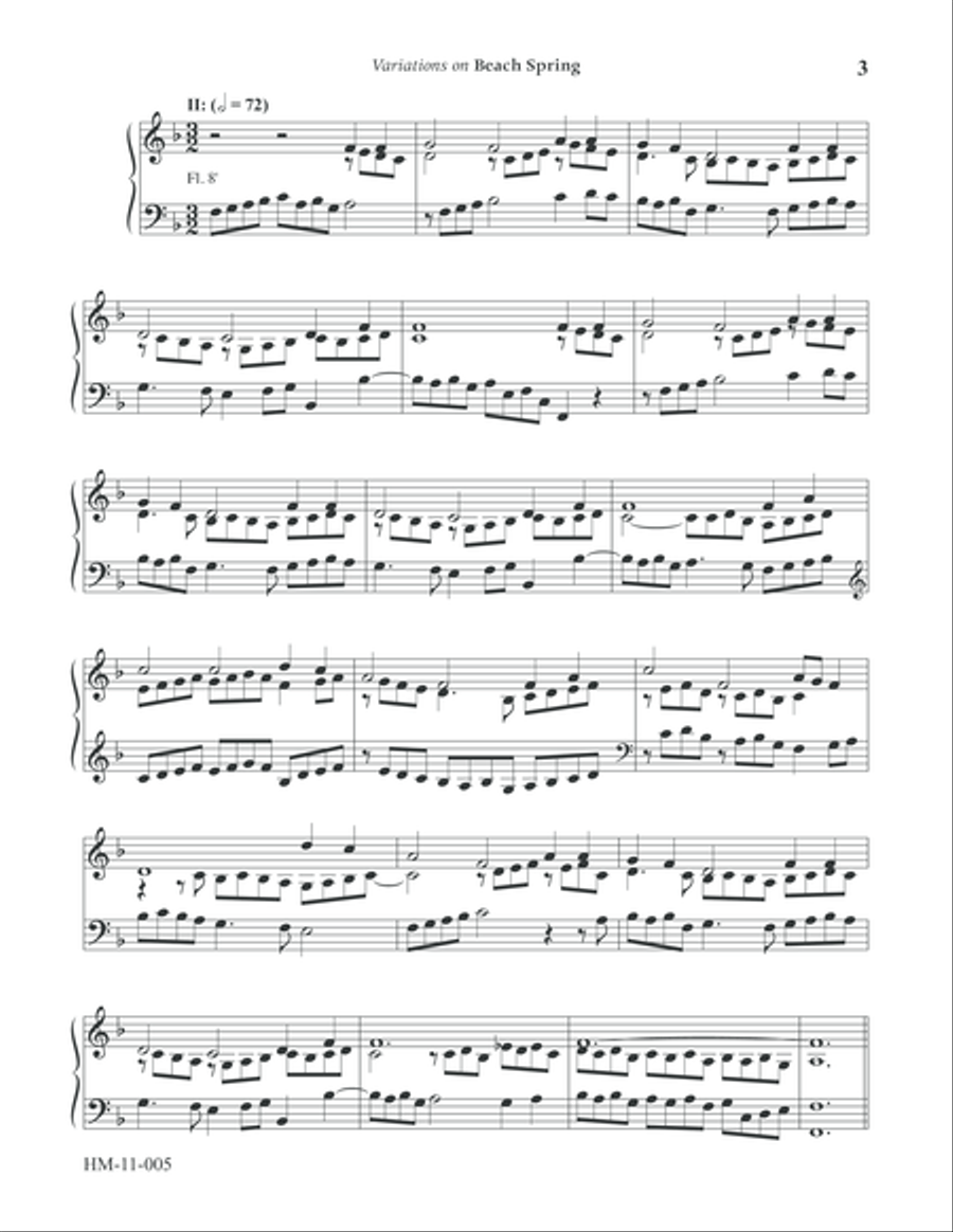 Variations on 'Beach Spring' Organ Solo scores gallery preview page 3