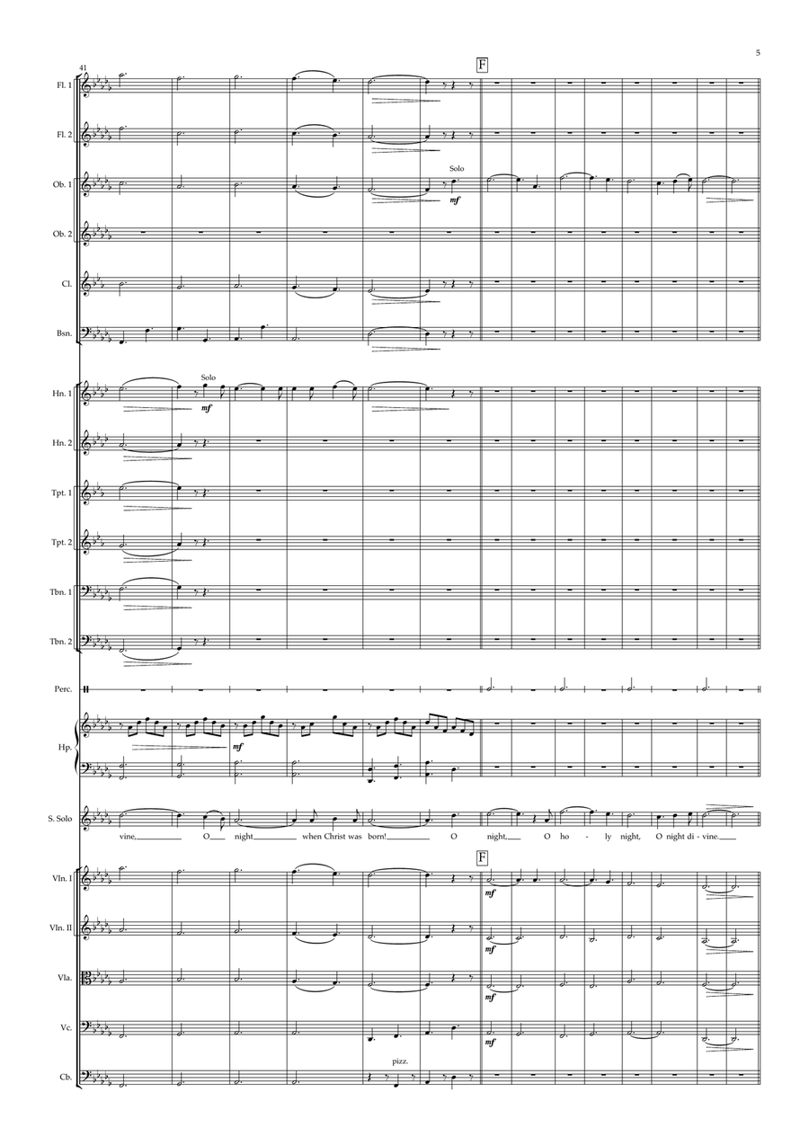 O Holy Night - for soprano solo, choir (SATB) and orchestra - A3/A4 version 4-Part scores gallery preview page 5