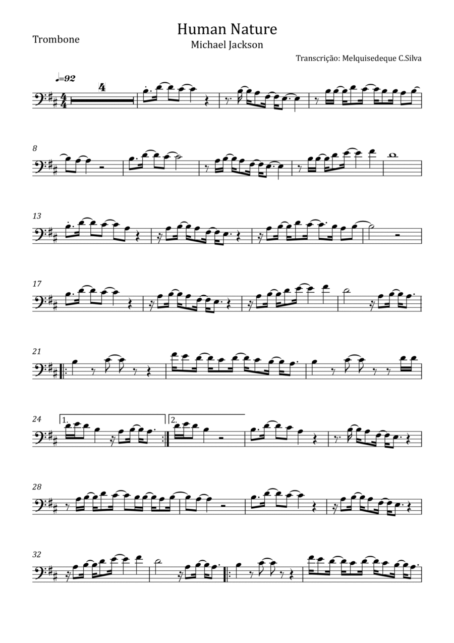 Human Nature Human Nature Trombone Solo scores gallery preview page 1