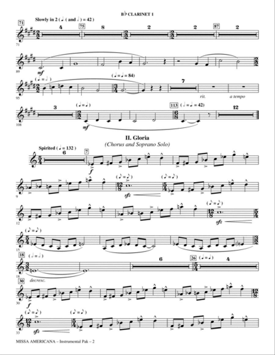 Missa Americana - Bb Clarinet 1 Choir scores gallery preview page 2