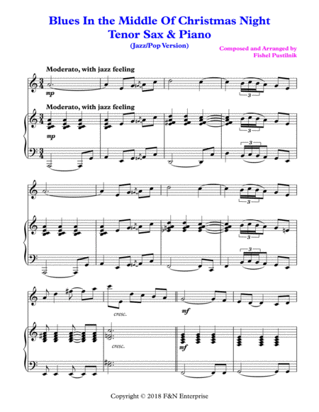 "Blues In the Middle Of Christmas Night" for Tenor Sax and Piano-Video image number null